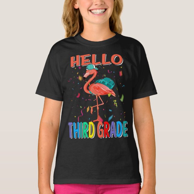 Hej Tredje Klass Flamingo Back to school T Shirt (Framsida)