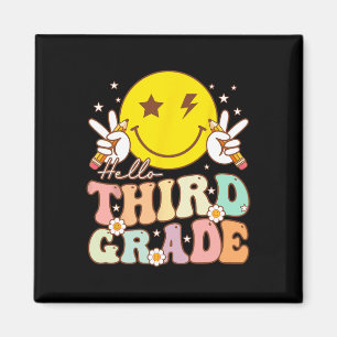 Hej Tredje Klass Hippie Smile Ansikte tredje Klass Magnet