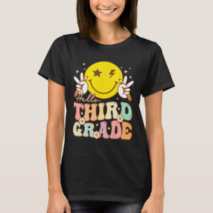 Hej Tredje Klass Hippie Smile Ansikte tredje Klass T Shirt