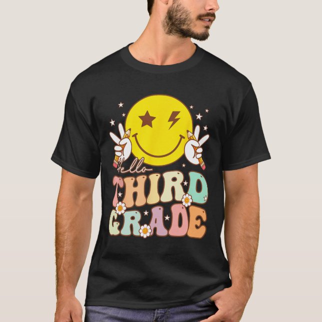 Hej Tredje Klass Hippie Smile Ansikte tredje Klass T Shirt (Framsida)