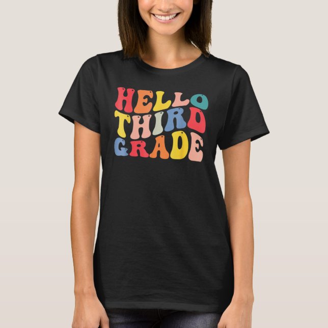 Hej Tredje Klass-läraren Back to school Retro T Shirt (Framsida)