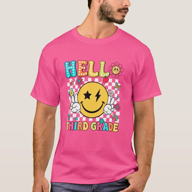 Hej Tredje Klass-läraren Student Första dagen bak  T Shirt (Framsida)