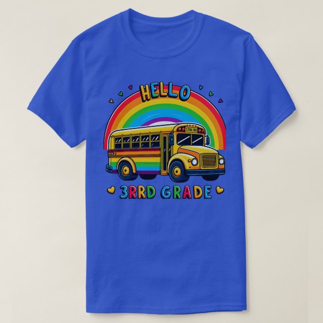Hej Tredje Klass Rainbow Leopard Back to school Fi T Shirt (Design framsida)
