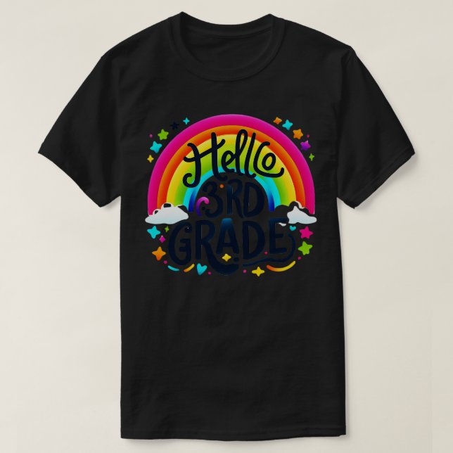 Hej Tredje Klass Rainbow Leopard Back to school Fi T Shirt (Design framsida)