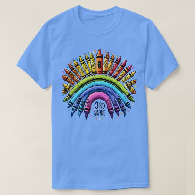 Hej Tredje Klass Rainbow Leopard Back to school Fi T Shirt (Design framsida)