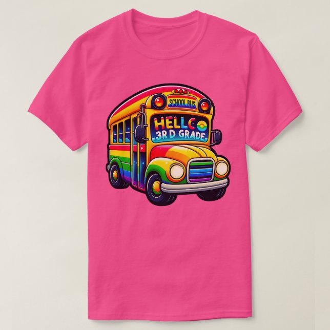 Hej Tredje Klass Rainbow Leopard Back to school Fi T Shirt (Design framsida)
