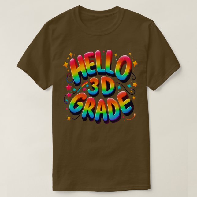 Hej Tredje Klass Rainbow Leopard Back to school Fi T Shirt (Design framsida)