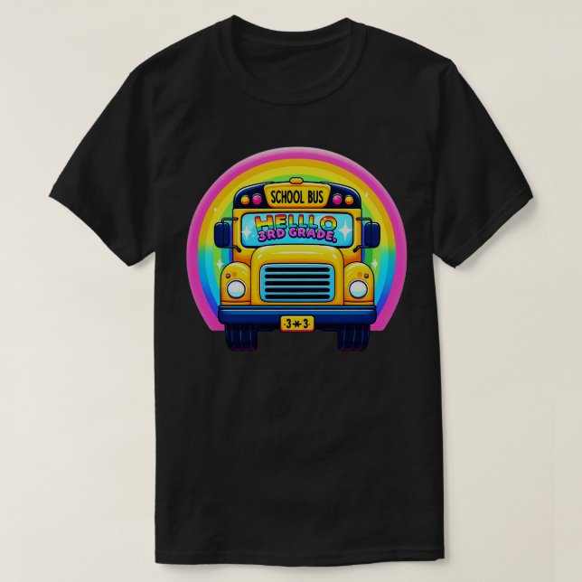 Hej Tredje Klass Rainbow Leopard Back to school Fi T Shirt (Design framsida)