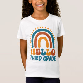 Hej Tredje Klass Retro stil boho-regnbåge T Shirt