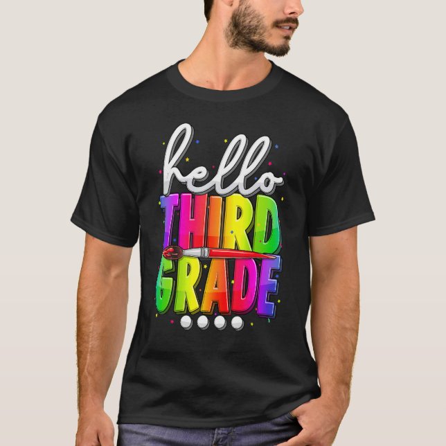 Hej Tredje Klass Tie Dye Team Tredje Klass tillbak T Shirt (Framsida)