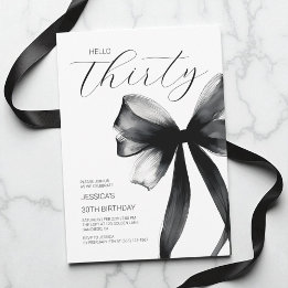 Hej Trettio Eleganter SkriptChic Bow 30års födelse Inbjudningar