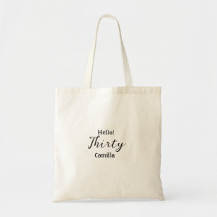 Hej trettio födelsedag namn enkel minimal elegant tygkasse