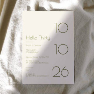 Hej Trettio Minimal Modern 30-årsdag Inbjudningar