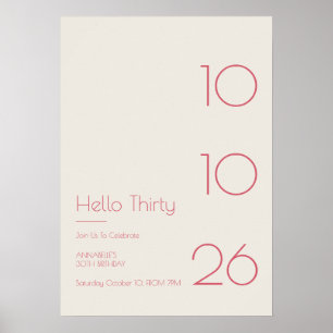 Hej Trettio Minimal Modern 30-årsdag Poster