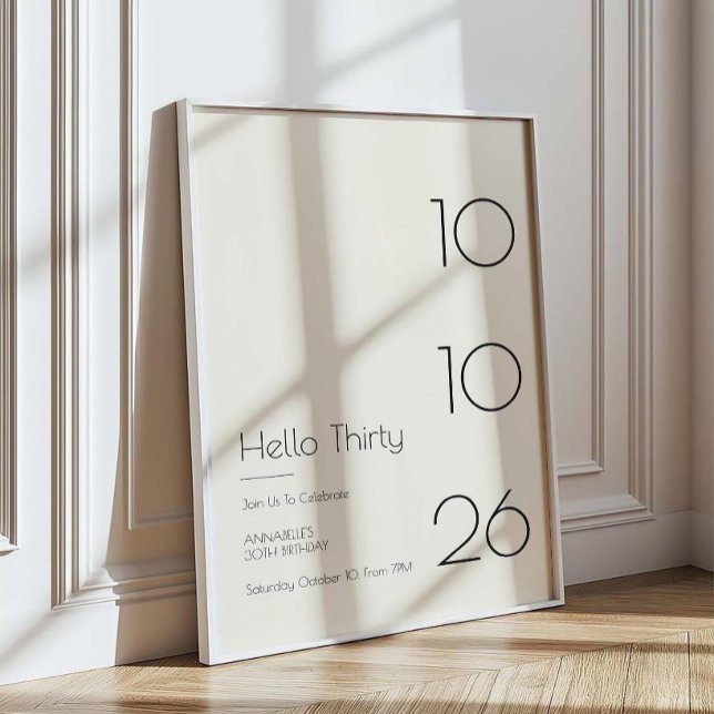 Hej Trettio Minimal Modern 30-årsdag Poster (Skapare uppladdad)