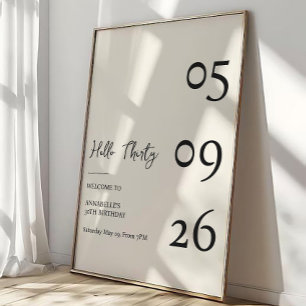 Hej Trettio Minimal Modern 30-årsdag Poster
