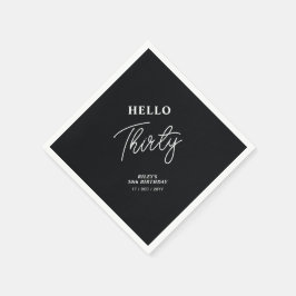 Hej trettio | Modern Black 30års födelsedag Party Pappersservett