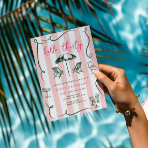 Hej trettio Modern Rosa Script 30:e Inbjudningar