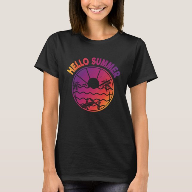 Hej Tropical Beach Summer Vacation, sommaruppehåll T Shirt (Framsida)
