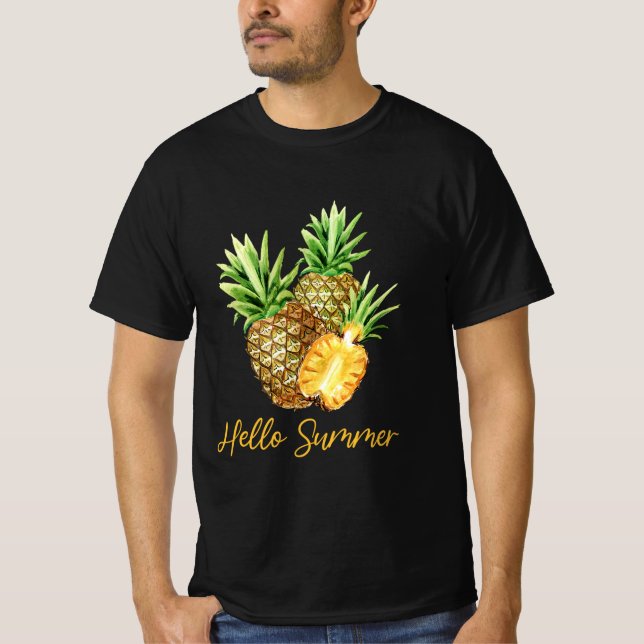 Hej Tropical Fruit Pineapple T Shirt (Framsida)