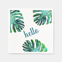 Hej Tropical Löv Greenery Trendig Typography Pappersservett
