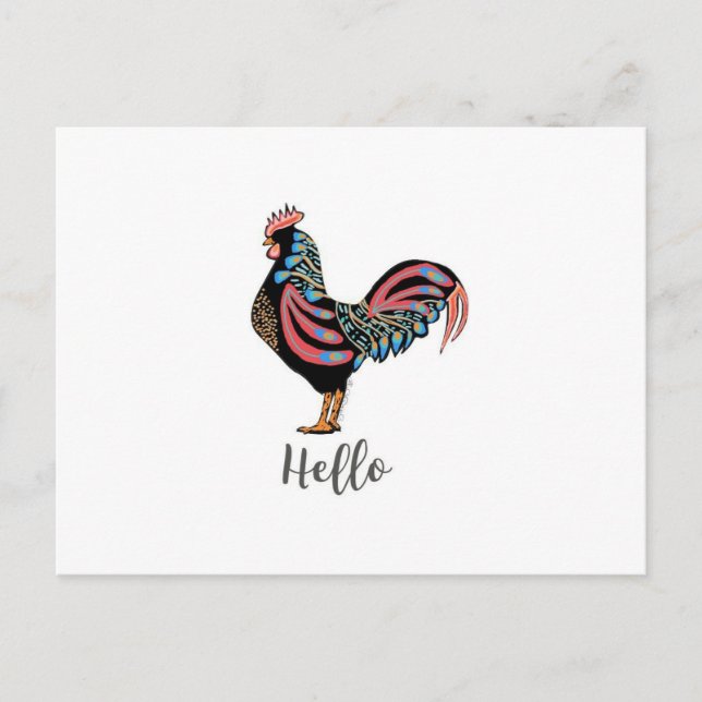 "Hej" Tupp Chicken People Postcard Travel World Helg Vykort (Framsida)