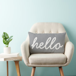 Hej Typografi Grått Lumbarkudde
