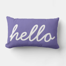 Hej Typografi vit på periwinkle lila Lumbarkudde