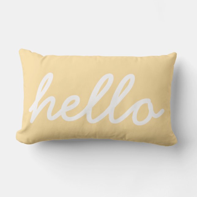 Hej Typography Beige Lumbarkudde (Framsida)