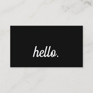 Hej Typography Black White Minimalist-skript Visitkort