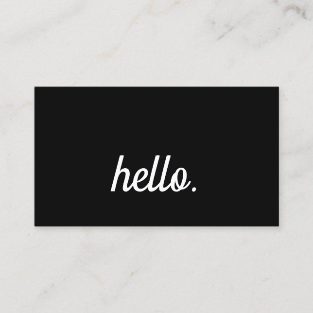 Hej Typography Black White Minimalist-skript Visitkort (Framsida)