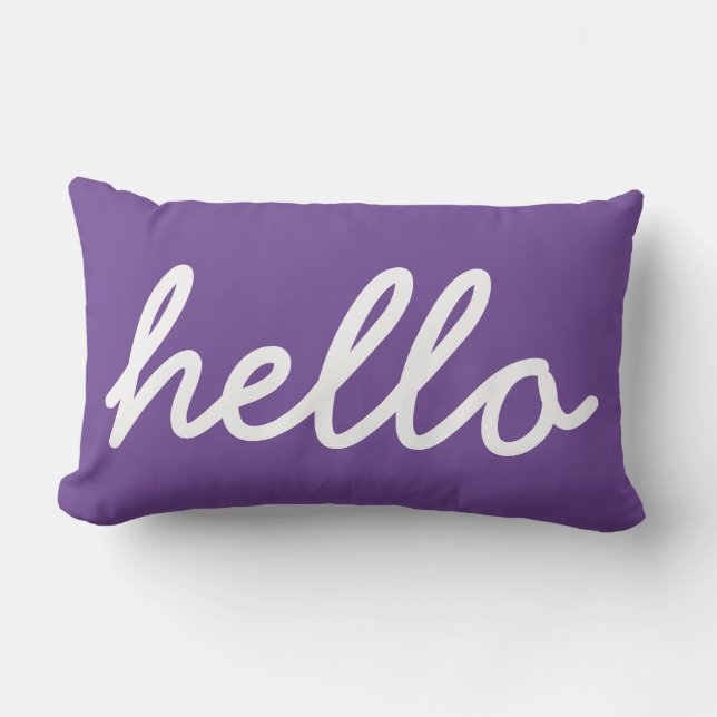 Hej Typography Lila Lumbarkudde (Framsida)