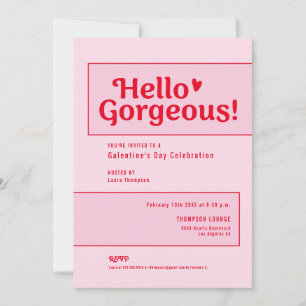 Hej underbar Galentine’s Day rosa röd lekfull Inbjudningar