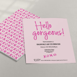 Hej underbar Galentine's Day xoxo rosa anpassad Inbjudningar