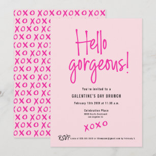 Hej underbar XOXO Rosa Galentine’s Day Brunch Inbjudningar