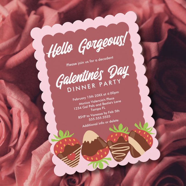 Hej underbara jordgubbs Galentine's Day Inbjudningar (Skapare uppladdad)