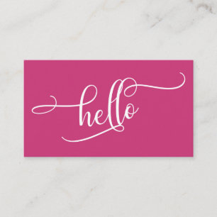 Hej Utförlig Skript Typografi Över Magenta Visitkort