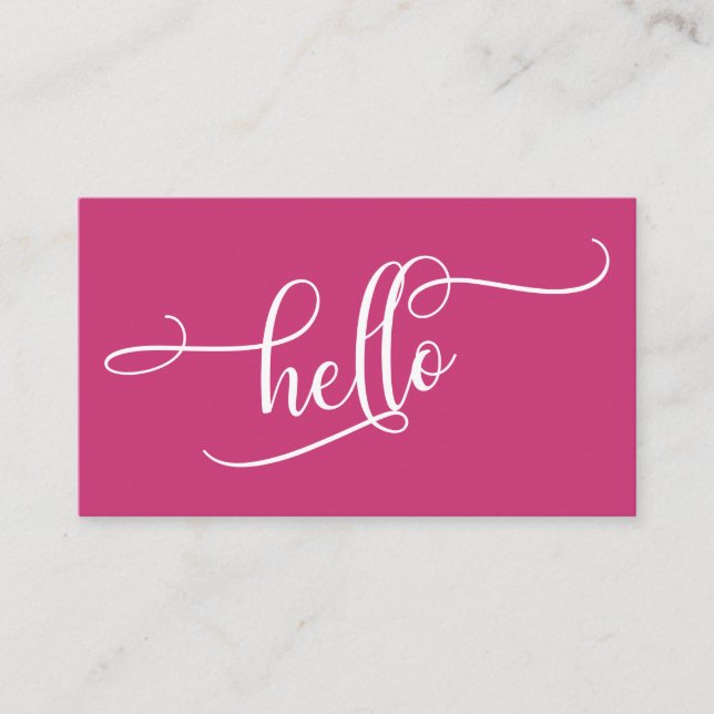 Hej Utförlig Skript Typografi Över Magenta Visitkort (Framsida)