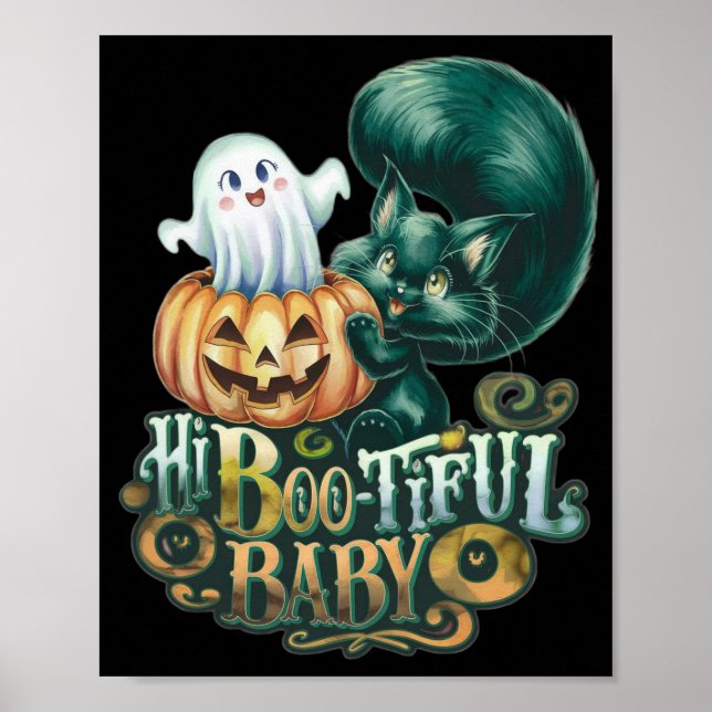 Hej Vacker Baby Halloween Katt Poster (Framsidan)