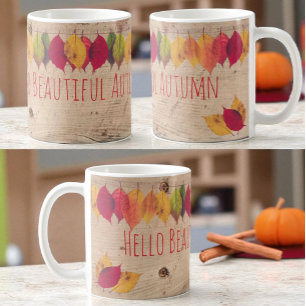 Hej Vacker färglös Höst löv Gräns Kaffemugg