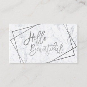 Hej vacker geometrisk marmor för silver-skript visitkort