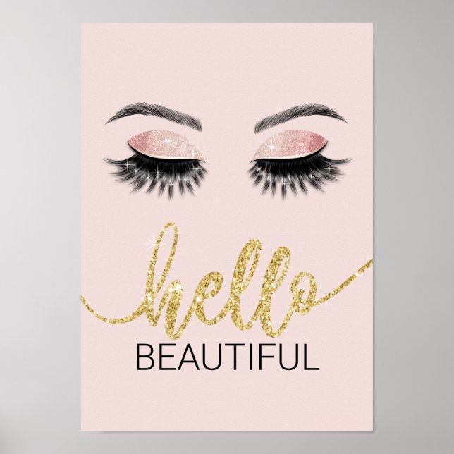 Hej Vacker Guld Typography Salon Poster (Framsidan)
