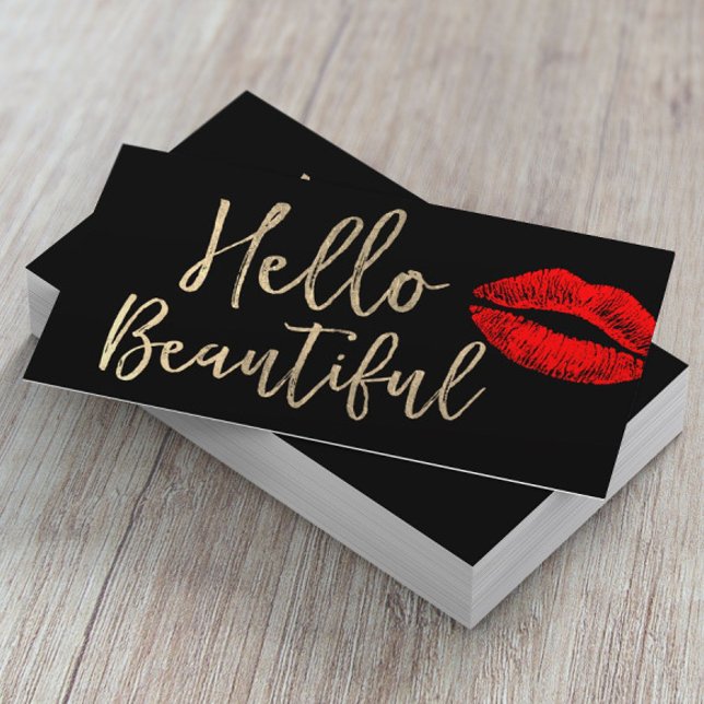 Hej Vacker Makeup Artist Guld Typography Visitkort (Skapare uppladdad)