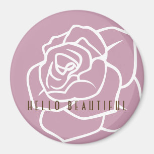 Hej Vacker - Modern Chic Blommig Rosa Ros Magnet