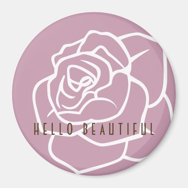 Hej Vacker - Modern Chic Blommig Rosa Ros Magnet (Framsidan)