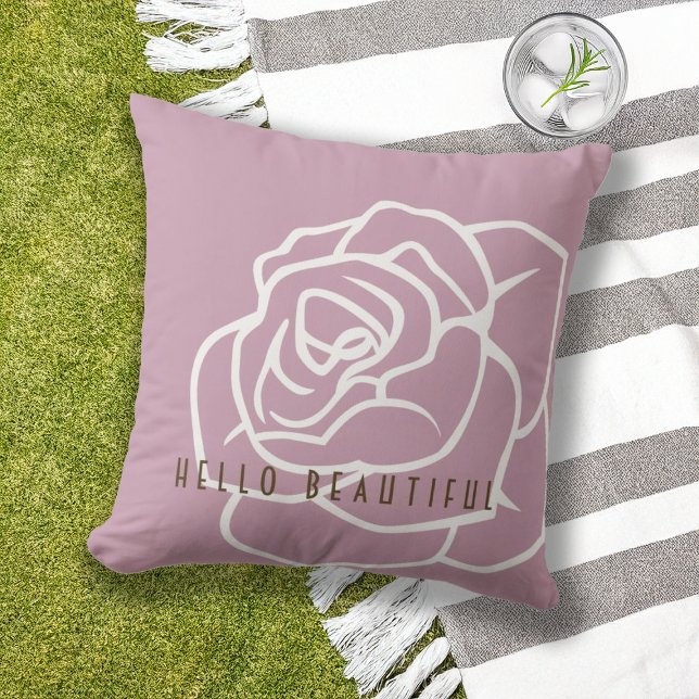 Hej Vacker - Modern Chic Rosa Ros Blomma Kudde (Skapare uppladdad)