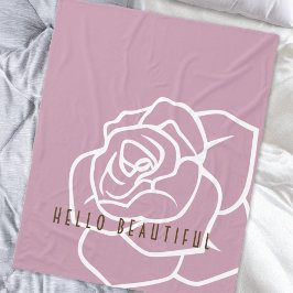 Hej vacker - Modern Chic Rosa ros Fleecefilt