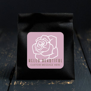 Hej vacker - Modern Retro Rosa ros Fyrkantigt Klistermärke