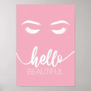 Hej Vacker Modern Rosa Lash Beauty Salon Poster