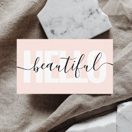 Hej Vacker Romlycalligrafi Minimal Rosa Visitkort